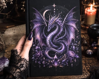 Purple Moon Dragon Hardcover Journal — Fantasy Notebook for Writing & Sketching