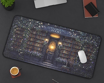 Alfombrilla de escritorio Spellbound Books, alfombrilla de ratón de la Biblioteca Encantada para lectores y escritores.