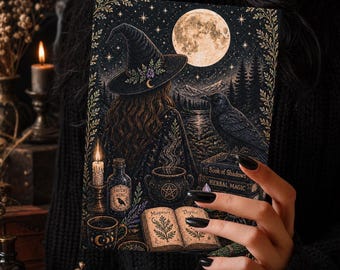 Moonlit Raven Witch Hardcover Journal: Gothic Cottagecore Grimoire Notebook