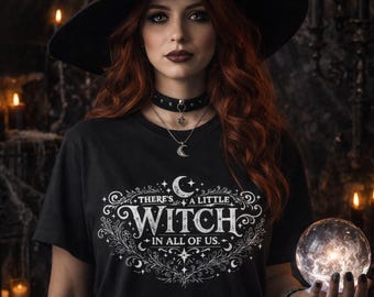 Witch T-Shirt,  "There's a Little Witch in All of Us"  Vintage Graphic Tee