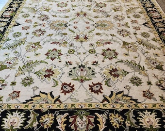Hand Knotted Wool Rug,white Traditional Floral Area Rug,Vintage Style Carpet, Oriental Handmade Rug, Living Room Bedroom Decor,luxury carpet