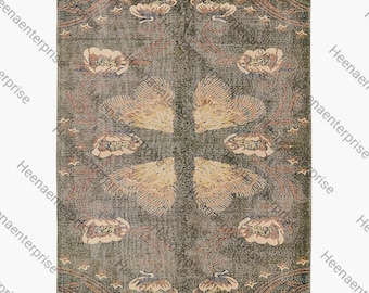 Hand Knotted Arts and Crafts Rug, William Morris Style Wool Rug, Botanical Floral Area Rug, Vintage Handmade Carpet, Custom Size Rug