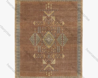 Vintage Hand Knotted Wool Rug, Classic Floral Oriental Carpet, Persian Inspired Area Rug, Luxury Handmade Home Decor, brown tone rug