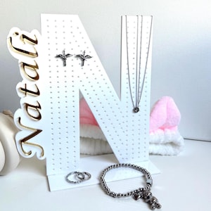 Personalized Letter Earring Holder, Custom Acrylic Jewelry Organizer
