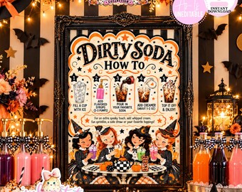 Wickedly Sweet Dirty Soda Bar Sign-8x10 How To Sign-Halloween-Party Printable-DIGITAL DOWNLOAD