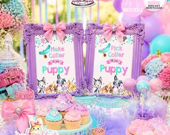Puppy Pawty-8x10 Pick a Puppy Collar Sign & Make a Puppy Collar Sign-Puppy Party Sign-Puppy Adoption-Puppy Party-Birthday-INSTANT DOWNLOAD