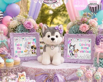 Puppy Pawty-8x10 Take Me Home Sign & 8x10 Loving Home Wanted Sign-Puppy Adoption Signs-Puppy Party-Birthday-Digital-INSTANT DOWNLOAD