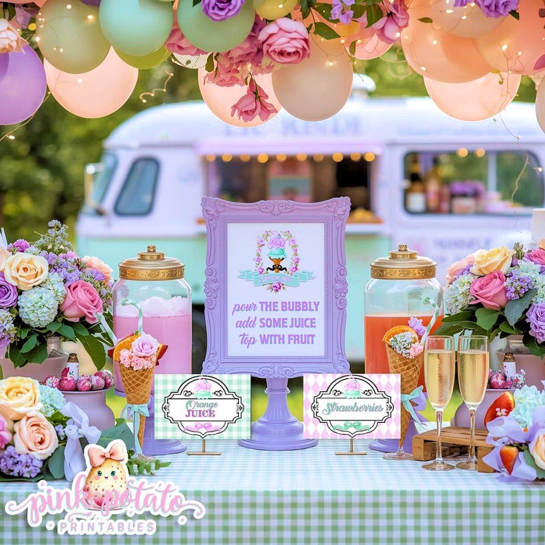 Here's The Scoop, Baby-Mimosa Bar-Ice Cream Baby Shower-Edit in CORJL-Gender Reveal-INSTANT DOWNLOAD image 8