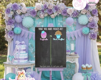 Cupcake or Stud Muffin-Gender Reveal-What will baby be? Voting Poster-Personalize in Corjl-Baby Boy or Girl-Printables-INSTANT DOWNLOAD