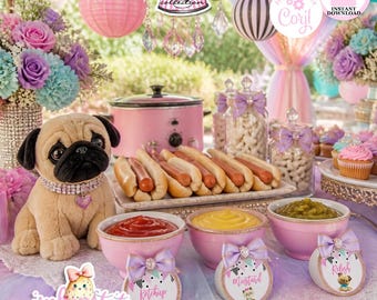 Puppy Pawty-Round Buffet Labels-Edit in Corjl-Add Text-Puppy Buffet Rounds-Puppy Adoption-Puppy Party-Birthday-Digital-INSTANT DOWNLOAD