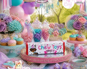 Puppy Pawty-Chocolate Bar Wrapper-Premade & Edit in Corjl-Custom Name-Doggie-Puppy Adoption-Puppy Party-Birthday-INSTANT DOWNLOAD