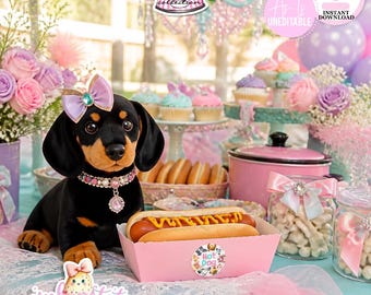 Puppy Pawty-Hot Dog Sticker-Hot Dog Bag Label-Adopt a Puppy Party-Puppy Party-Puppy Adoption Certificate-Birthday-Digital-INSTANT DOWNLOAD