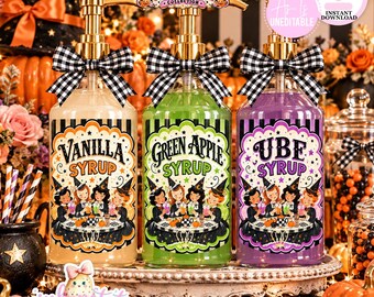 Wickedly Sweet Syrup Bottle Labels-Dirty Soda Bar-Halloween-Party Printable-DIGITAL DOWNLOAD