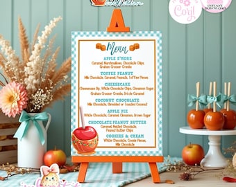 Caramel Apple Bar-Buffet Menu-Fall Theme-Party Printable-Customize-Edit in Corjl Only-INSTANT DOWNLOAD