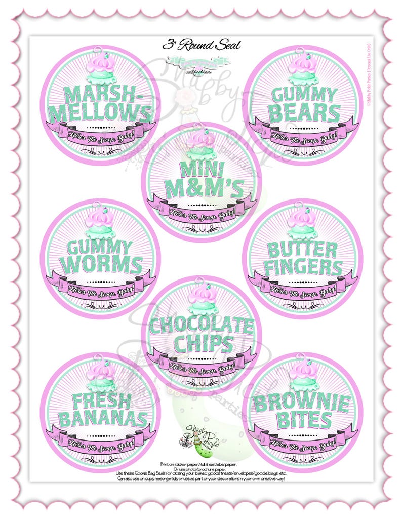 Here's The Scoop, Baby-3" Round Buffet Cards-Customize in Corjl-Ice Cream Baby Shower-Gender Reveal-INSTANT DOWNLOAD image 15