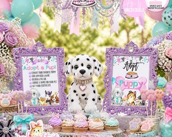Puppy Pawty-8x10 Adopt a Puppy Sign & 8x10 How to Adopt a Puppy Sign-Puppy Adoption Signs-Puppy Party-Birthday-Digital-INSTANT DOWNLOAD