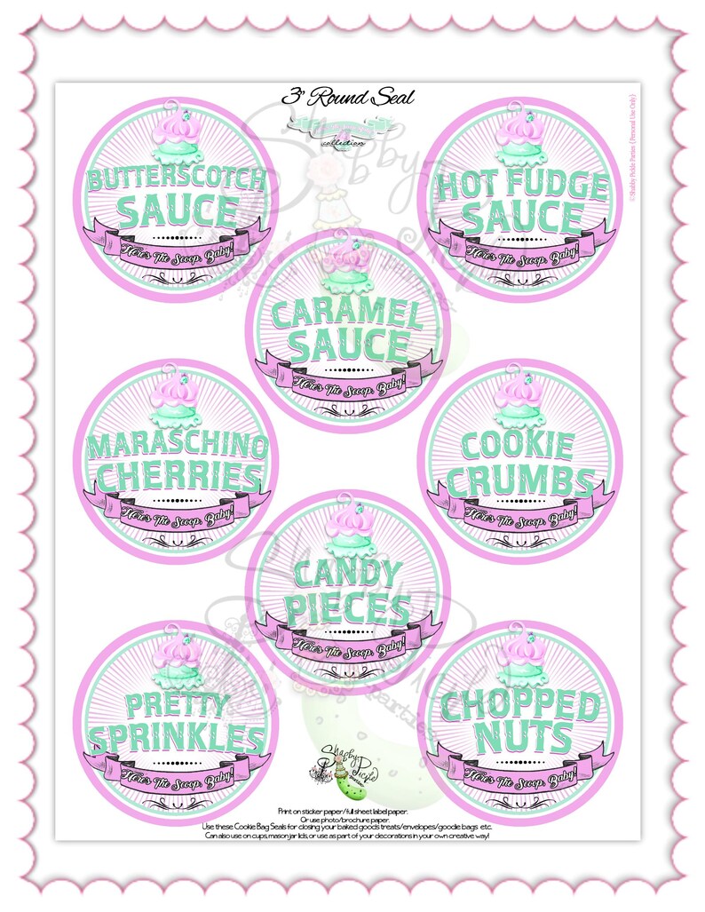 Here's The Scoop, Baby-3" Round Buffet Cards-Customize in Corjl-Ice Cream Baby Shower-Gender Reveal-INSTANT DOWNLOAD image 17