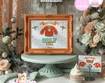 Ugly Sweater-Ugly Sweater Contest Sign-Voting Cards-Winners Award-Ugly Sweater Party-Christmas Party-Printable-Digital-INSTANT DOWNLOAD