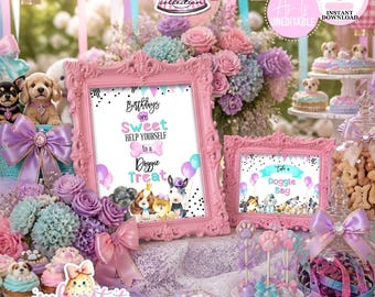 Puppy Pawty-8x10 Birthdays are Sweet! Sign & Take a Doggie Bag Sign-Doggy Party-Puppy Adoption-Puppy Party-Birthday-Digital-INSTANT DOWNLOAD
