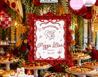 Special Delivery-Pizza Bar Sign-Baby Shower-Baby Shower Sign-Special Delivery Party Sign-Pizza Printable-Printables-INSTANT DOWNLOAD