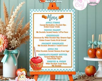 Caramel Apple Bar-Buffet Menu-Fall Theme-Party Printable-Customize-Edit in Corjl Only-INSTANT DOWNLOAD