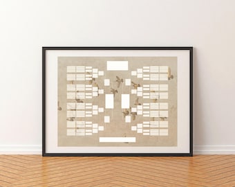 8 Generation Family Tree Chart, Genealogy Template, Printable Ancestry Tree, Editable Family History Chart, Instant Download, PDF & Canva