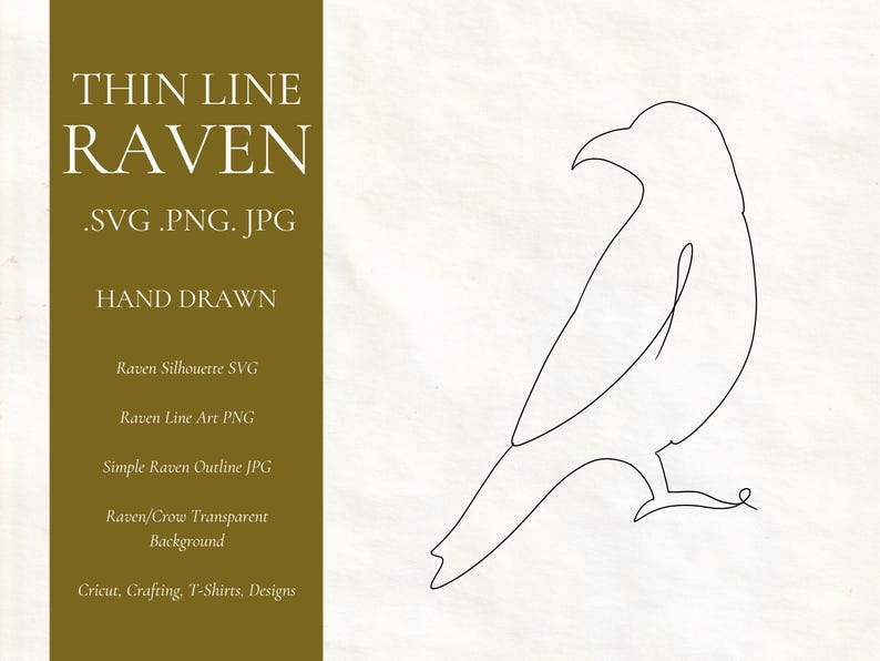 Raven Line Form Raven Outline SVG, Bird Svg, Bird Outline Svg, Line Art, Raven PNG ...
