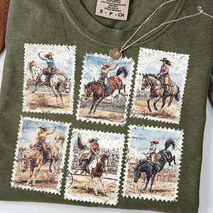 Cowgirl Rodeo Stamp PNG Set, Vintage Bucking Horse Shirt Design