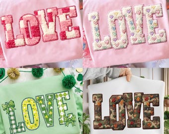 Love Designs PNG-paket – Patchwork, Virkning, Sublimering (Digital Nedladdning)