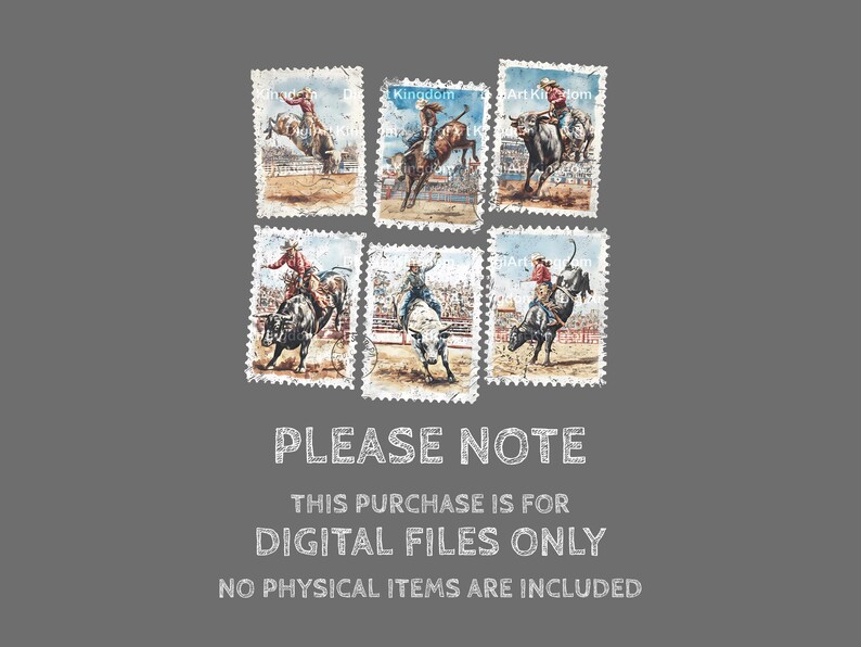 Stamp Rodeo Cowgirl Bull-riding Stamp Set, Retro Western Vintage Rodeo Png, Punchy ...