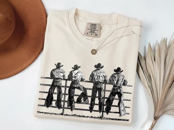 Western Cowboys on Fence PNG, Rodeo Cowboy Lover Shirt Design (Digital Download)