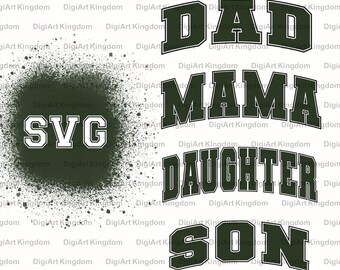 Familie png-ontwerp, Hunting Mama Dad Varsity, Hunting Camo SVG, Camouflage in collegestijl