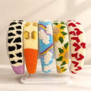 Hoofdband met punchnaald, handgemaakt haaraccessoire met bloemen, kleurrijk bohocadeau