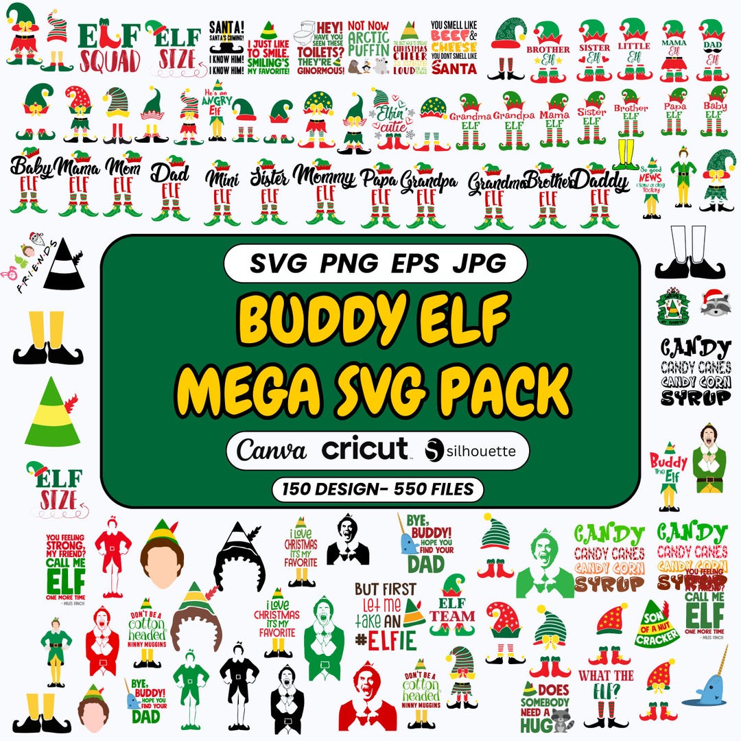 Buddy Elf SVG Bundle Holiday Cut Files 150 Designs Cricut Silhouette ...
