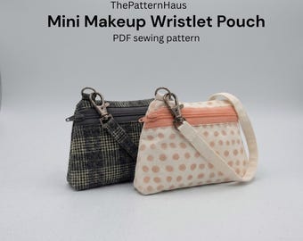 Wzór do szycia miniaturowej kosmetyczki w formacie PDF, samouczek wykonania saszetki zapinanej na zamek, przyjazny dla początkujących, natychmiastowe pobranie