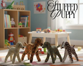 Wzór do szycia pluszowego szczeniaka stojącego, przyjazny dla początkujących (wzór w formacie PDF)