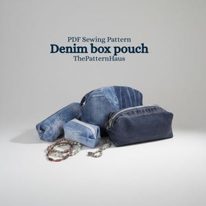 Denim Boxy Zipper Pouch Sewing Pattern – 4 Sizes (PDF Pattern)
