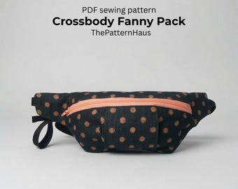 Wzór PDF na saszetkę nerkę, przyjazna dla początkujących torba na ramię i nerka, łatwy wzór na torbę