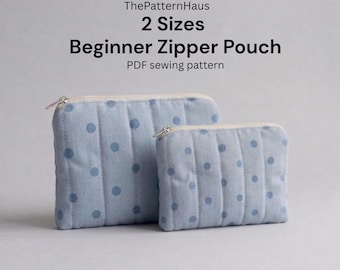 Wzór do szycia torebki na zamek błyskawiczny w formacie PDF, przyjazny dla początkujących, wzór A0, A4, rozmiar mały i duży
