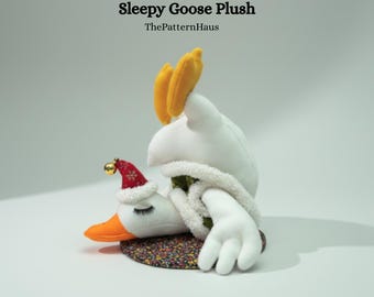 Wzór na uszycie pluszowej gęsi Sleepy Goose – łatwy w wykonaniu pluszowy miś (wzór w formacie PDF)