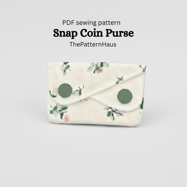Beginner Coin Purse Sewing Pattern, Passport Cover, Cash Envelope Wallet, Snap Coin Purse
