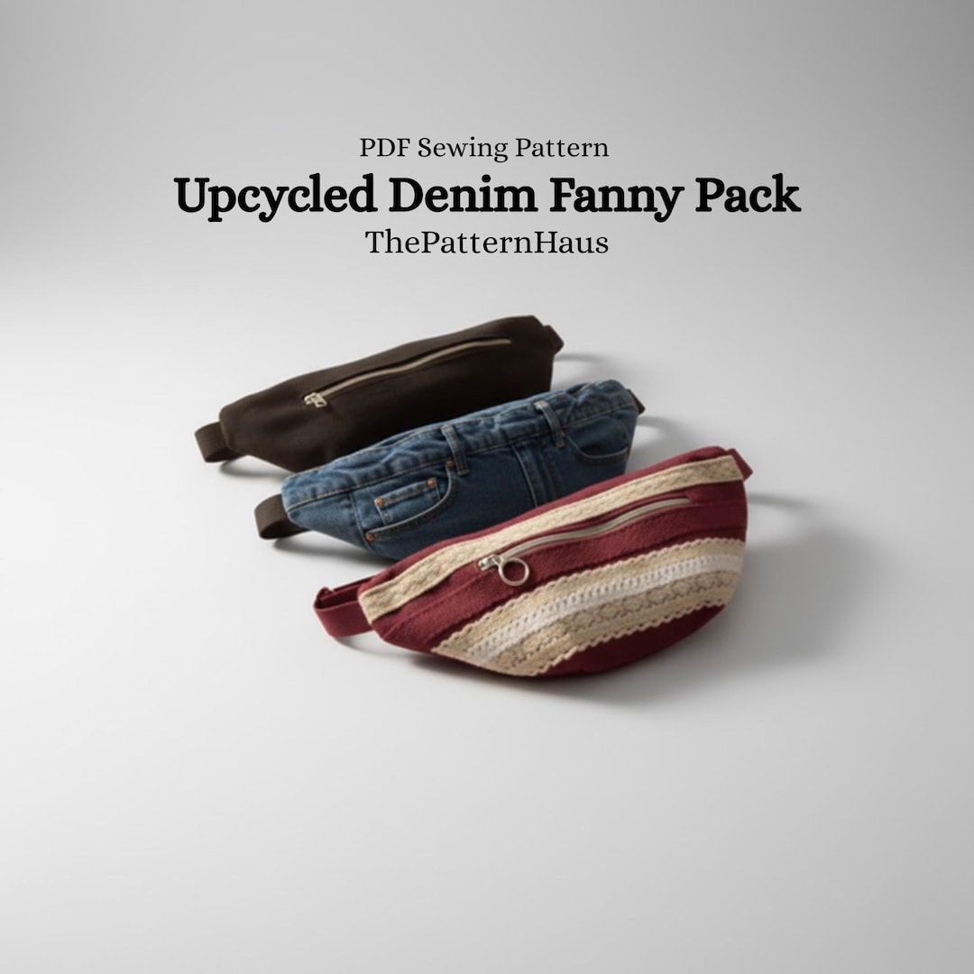 Upcycled Denim Fanny Pack Sewing Pattern – Crossbody Bag, DIY Jeans ...