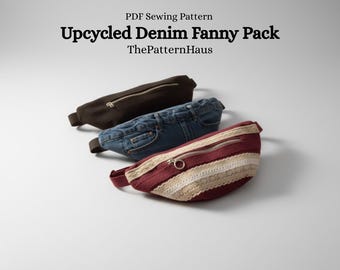Wzór na saszetkę-nerkę z przetworzonego dżinsu – torebka na ramię, jeansy DIY (wzór PDF)