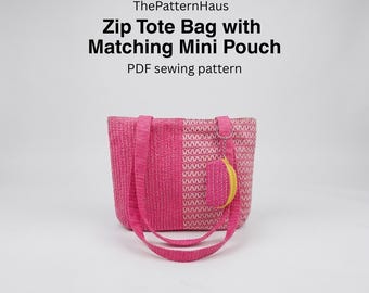 Wykrój na torbę z zamkiem błyskawicznym, plik PDF dla początkujących, pasująca mini torebka (do pobrania w wersji cyfrowej)