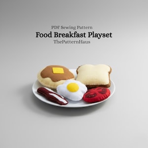 Wzór do szycia zestawu śniadaniowego „Filcowe jedzenie” | Zabawa w odgrywanie ról dla początkujących (PDF)