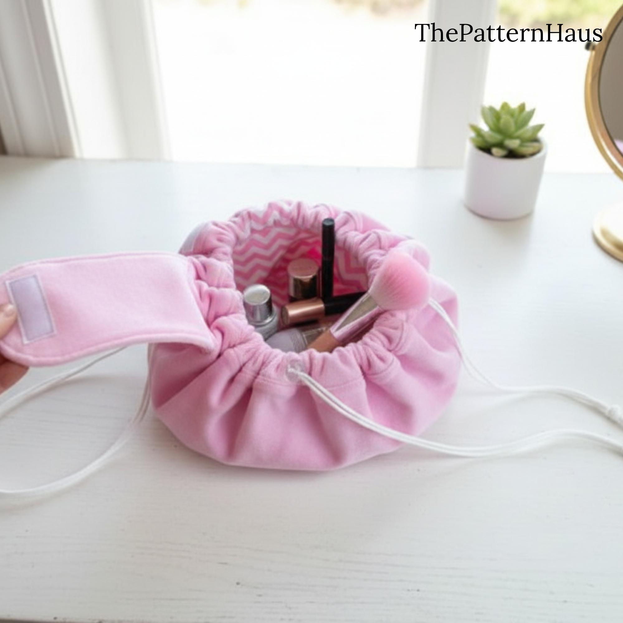 Drawstring Makeup Bag Sewing Pattern | Travel Cosmetic Pouch (PDF ...
