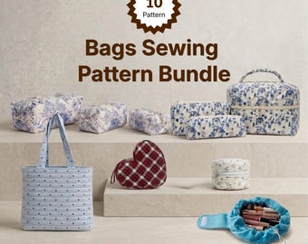 Zestaw wzorów do szycia pikowanej torby w formacie PDF, torby na kosmetyki i torby płócienne, przyjazny dla początkujących (do natychmiastowego pobrania)