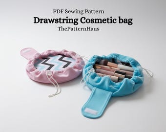 Drawstring Makeup Bag Sewing Pattern | Travel Cosmetic Pouch (PDF Pattern)