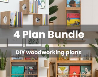 Vinyl Record Furniture Plan Bundle | Mid-Century Modern DIY (4 PDF Plans)