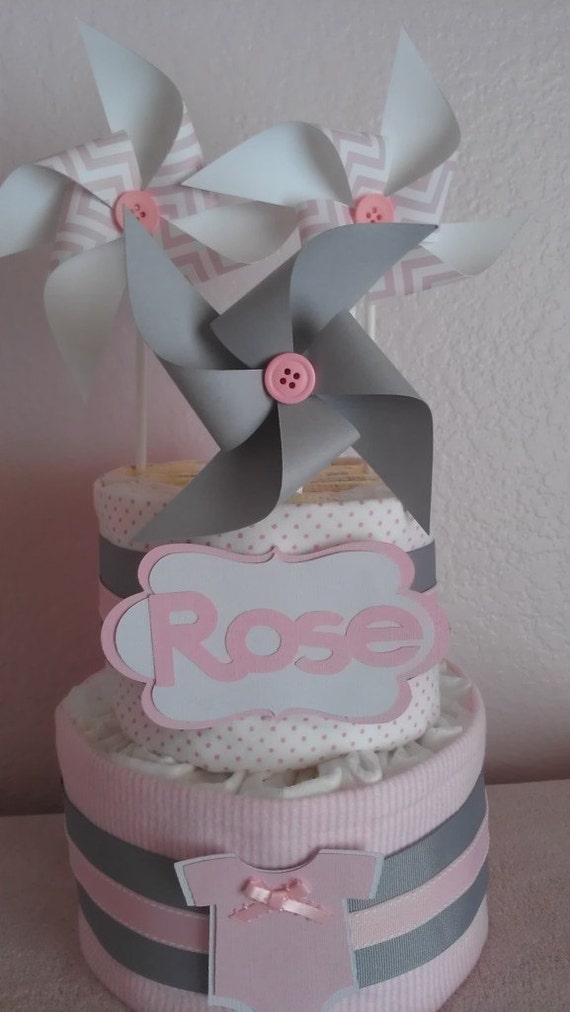 Diaper cake. Pampers Diaper cake. Girl's diaper cake. Etsy